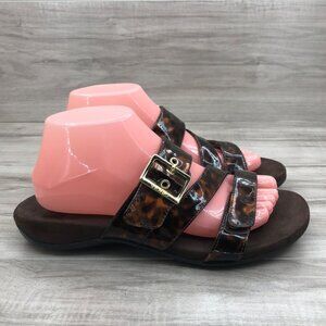 Vionic Sandals Womens 8 Skylar Tortoise Shell Slip On Comfort Shoes